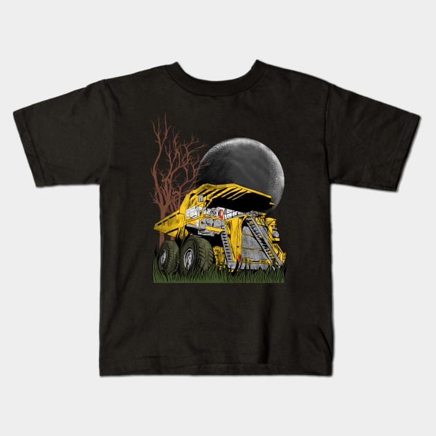 dump truck on halloween Kids T-Shirt by damnoverload